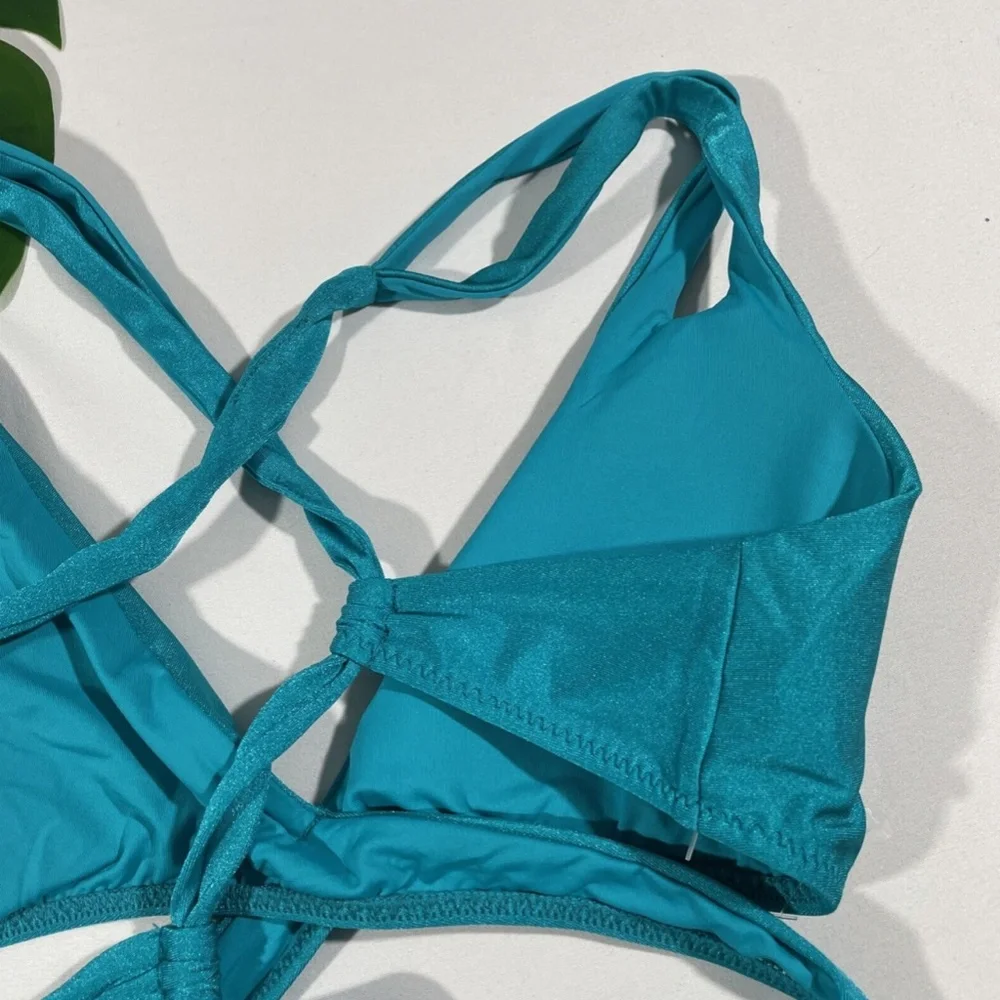 NEW $68 Becca‎ Shimmer Wrap Bikini Top In Arcadia [ SZ Large ]